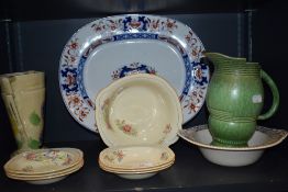 A selection of ceramics including art deco water jugs