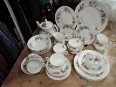 A part tea service by Royal Albert in the Lavender rose design