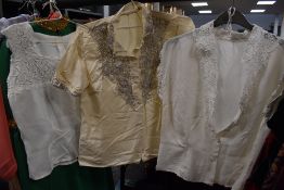 Three ladies vintage white blouses