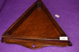 An antique snooker table triangle with lid marked Burnley Billiards