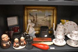 A selection of ceramics and glass including cranberry glass wares and part tea service by Shelley