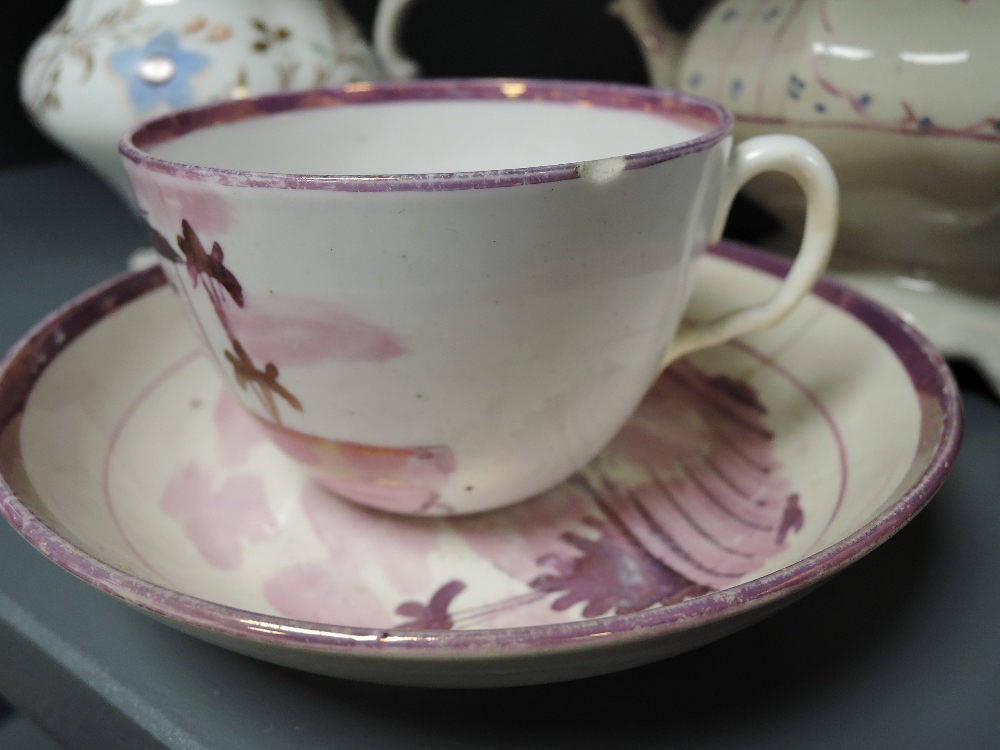 A selection of Victorian lidded serving dishes hand decorated porcelain creamer and a Sunderland - Image 2 of 2