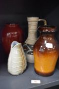 A selection of mid century West German pottery vases