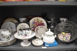 A selection of ceramics and glass ware including Coalport and Royal Doulton