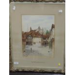 A watercolour, James Lawson Stewart,The Old Kings Arms, Salisbury, 34 x 25cm, plus frame and glazed