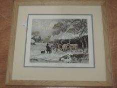 A re-print engraving, after Dearman, Winter 22 x 25cm, plus frame and glazed