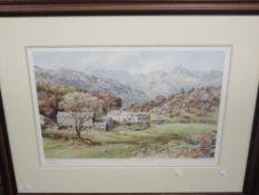 A Ltd Ed print, after Judy Boyes, The Langdale Pikes, signed, 36 x 52cm, plus frame and glazed