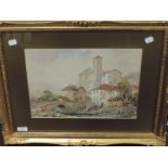 A watercolour, Pierre Le Boeuff, Verex d'Aosta, 27 x 37cm, plus frame and glazed