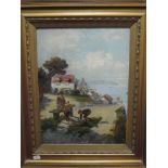 A pair of oil paintings, McSwiney, harbour scenes, indistinctly signed, 40 x 29cm, plus frame