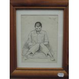 A pencil sketch, Hal Woolf, Soldier writing Home, signed, attributed verso, and dated 1941, 20 x