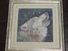 A multi media painting, Celia Smith, Crying Wolf, signed and attributed verso