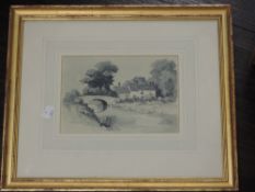 A pen and ink sketch, Hendle, South Kyme, indistinctly signed, and a selection of engravings, C19th,