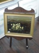 An oil painting EMN, primulas, initialled and dated 1926, 29 x 39cm, plus frame and glazed, and an