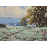 A watercolour, Reginald Aspinwall, rural scene, signed, 25 x 35cm, plus frame and glazed