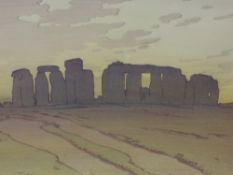 A print, after Mealy, Stonehenge, indistinctly signed, 23 x 33cm, plus frame and glazed