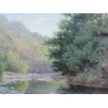 A watercolour, J Crane, river landscape, signed and dated 1909, 19 x 27cm, plus frame and glazed