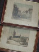 A pair of etchings, artist proofs, coloured, HPH, Belgium, indistinctly signed, 26 x 21cm, plus