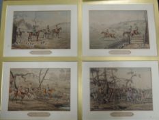 Four engravings, hunting interest, 50 x 67cm, mounted as one