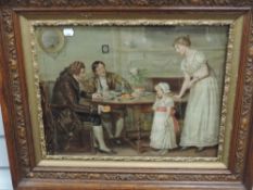 A print, chromolithograph melodrama, C19th, 38 x 48cm, plus frame and glazed