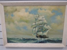 Two oil paintings on board, Rex Horton, Homeward Bound, galleon, each signed 49 x 74cm, and