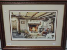 A Ltd Ed print, after Judy Boyes, An Old lakeland Sitting Room, num 682/850, signed, 27 x 40cm, plus