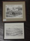Two prints, after Alfred Wainwright, View from Orrest Head, signed, 16 x 20cm, and Malham, signed,