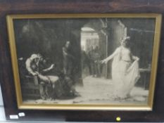 A print, after H Rack, classical study, monochrome, 36 x 52cm, plus frame and glazed