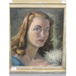 An oil painting on board, G Petter, Portrait of a Lady, signed, attributed verso and dated 1945,