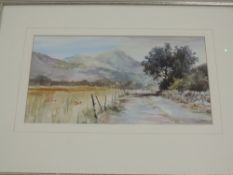 A watercolour, John Grant, country landscape, signed, 19 x 35cm, plus frame and glazed