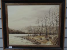 An oil painting, Tom Holland, Coniston Water landscape, signed, 39 x 49cm, plus frame and glazed
