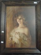 A print, after Leon Comerre, French lady of the night, 52 x 37cm, plus frame and glazed