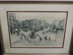 A print, after Margaret Chapman, Piccadilly Circus, 43 x 60cm, plus frame and glazed