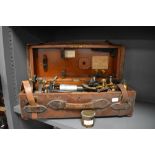An antique surveyors or architects Theodolite/instrument in wood and leather case,E R Watts and