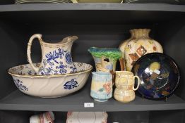 A mixed lot of ceramics including Wedgwood wash jug and basin, vases and more.