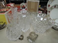 A selection of clear cut crystal glass wares including Bohemian glass