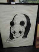 A mid century print of panda after Cecil Curtis