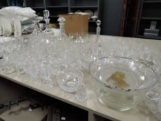 A large selection of clear cut crystal glass wares including Bohemian