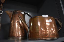 Two copper hot water jugs/ kettles, both marked for John Singleton Preston.