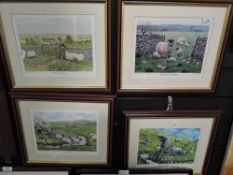 Four sheep farming related prints