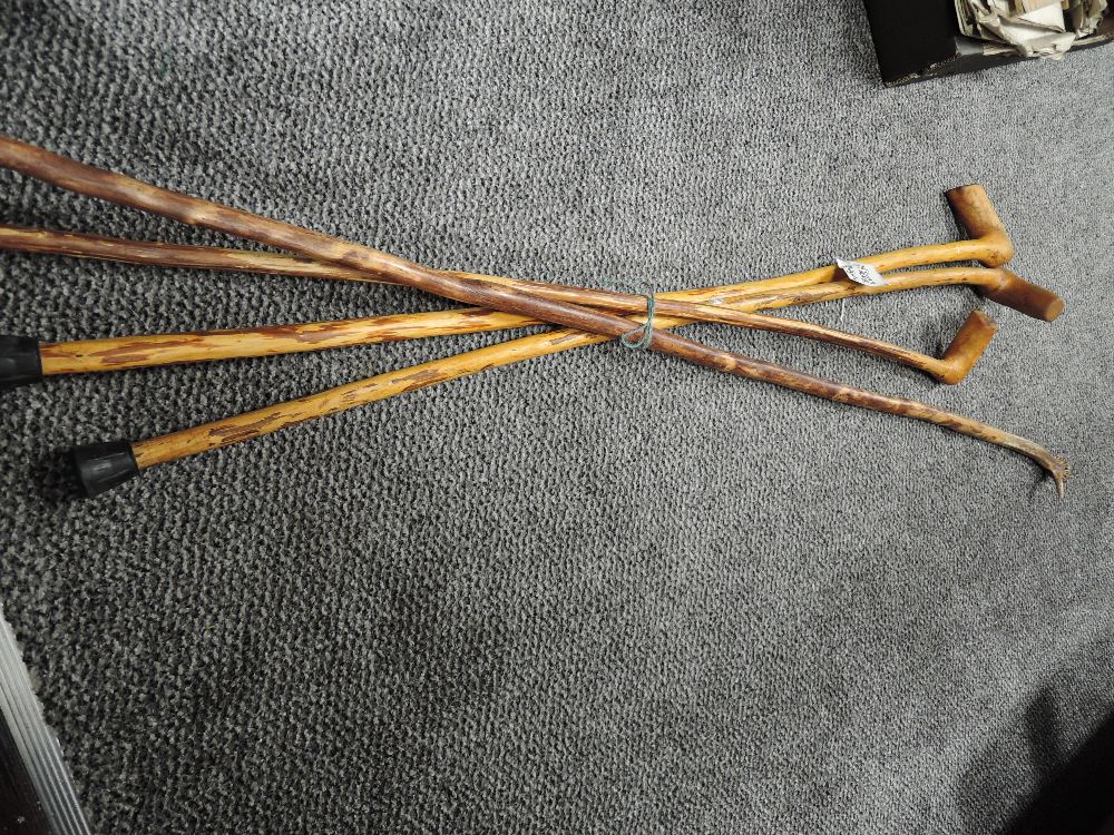 Four walking canes including antler handled example. - Image 2 of 2