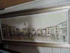 A print on board of Italian style city