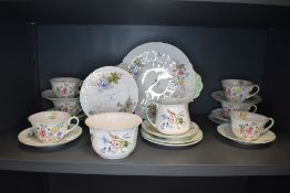 A part Shelley breakfast service, comprising of cups and saucers, jug, sugar basin and plates ,