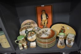 A large collection of Royal Doulton Dickens ware, vases, plates and tea pot amongst this lot,