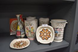 A selection of mid century ceramics including Palissy and Crown Ducal