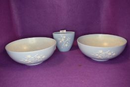 A selection of ceramics by Copeland Spode with the raised Cherry Blossom design