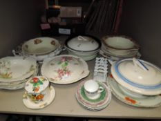 A selection of table wares and dinner plates including Losol ware sugar bowl