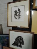 A selection of prints and original art work including border collie and spaniel