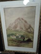 A watercolour, mountainous landscape, 51 x 35cm, plus frame and glazed