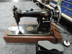 A vintage electric sewing machine