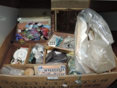 A selection of haberdashery and sewing items